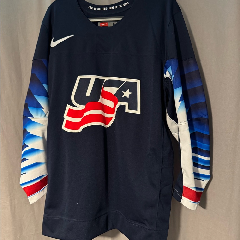 Nike Team USA Navy Hockey Jersey Sweater Size Large